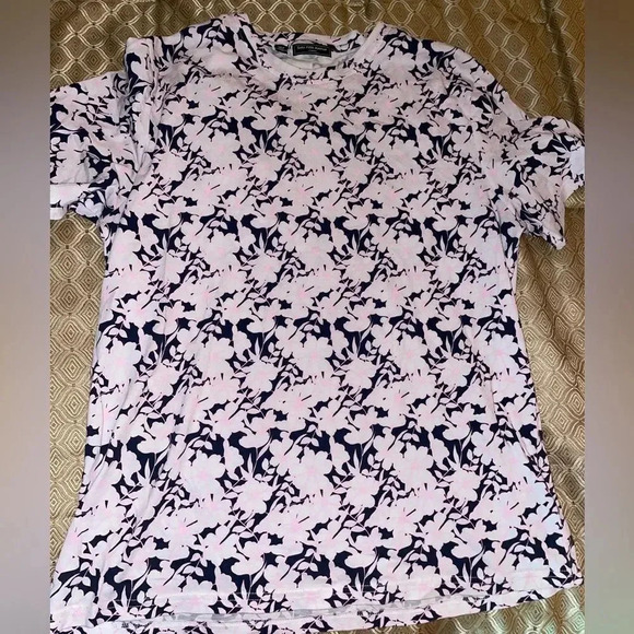 SAKS FIFTH AVENUE MODERN FIT FLORAL PRINT MENS T SHIRT L WHITE/PINK MULTI - Picture 7 of 10